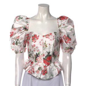 HEMANTA & NANDITA Floral Square Neck Top